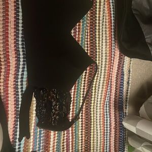 Black lace zip up crop top